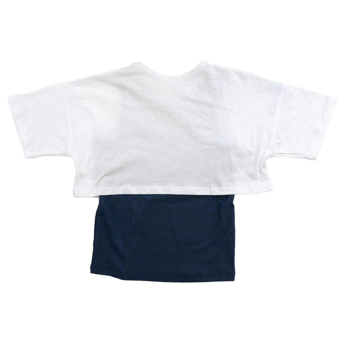 Youth Girls White and Navy Layered Utah State Go Big Blue Shirt